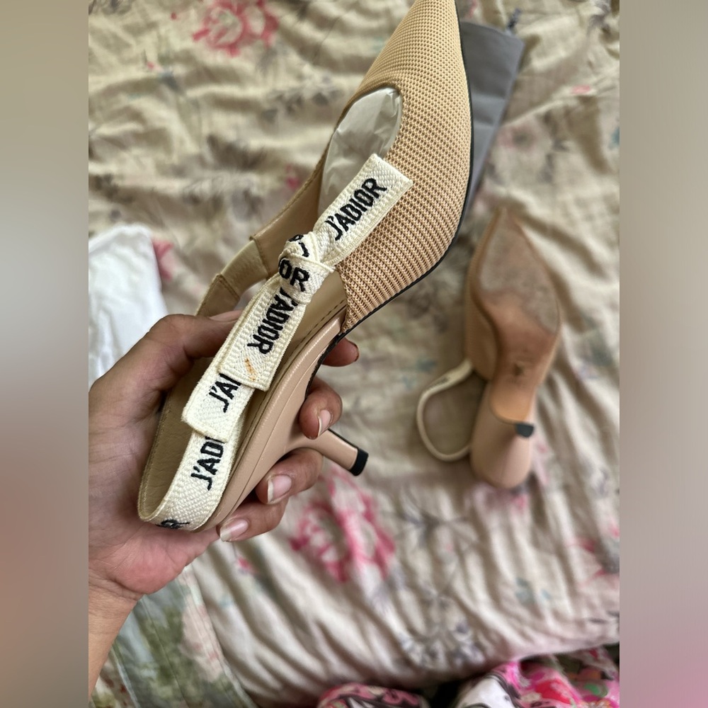 Dior ja’ slingback kitten heel (tan) - Picture 3 of 8